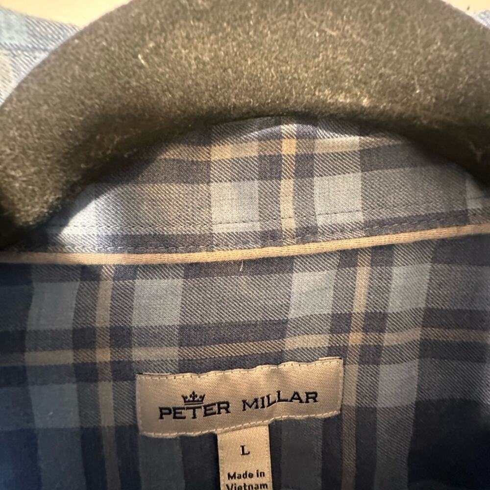 Peter Millar Long Sleeve Tartan Plaid Button Front Soft Cotton Size Large - Picture 5 of 5